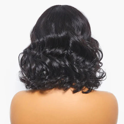 Bailey Hair Company 12 Inches Mature Lady Short Loose Wave #1B Lace Wig With Bangs