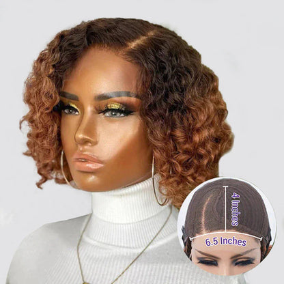 Bailey Hair Company 10 Inches Trendy Mix Brown Short Cut Curly HD Lace Glueless Side Part Wig