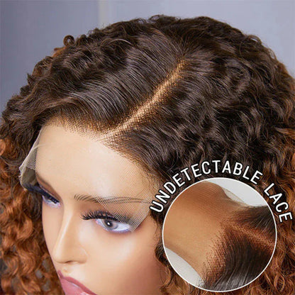 Bailey Hair Company 10 Inches Trendy Mix Brown Short Cut Curly HD Lace Glueless Side Part Wig