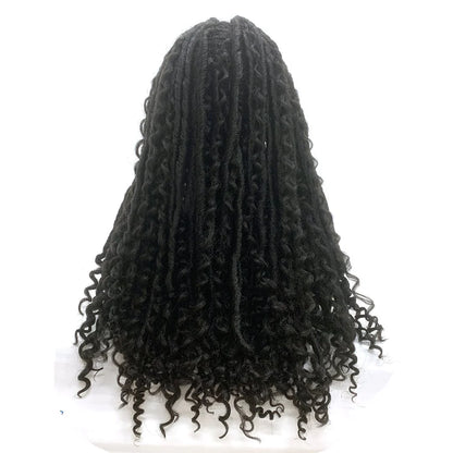 Bailey Hair Company 26 Inches 4x4 Faux Goddess Locs with Curls Braids Lace Closure Wigs 200% Density-100% Handmade