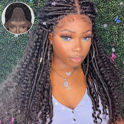 Bailey Hair Company 26 Inches 4x4 Faux Goddess Locs with Curls Braids Lace Closure Wigs 200% Density-100% Handmade