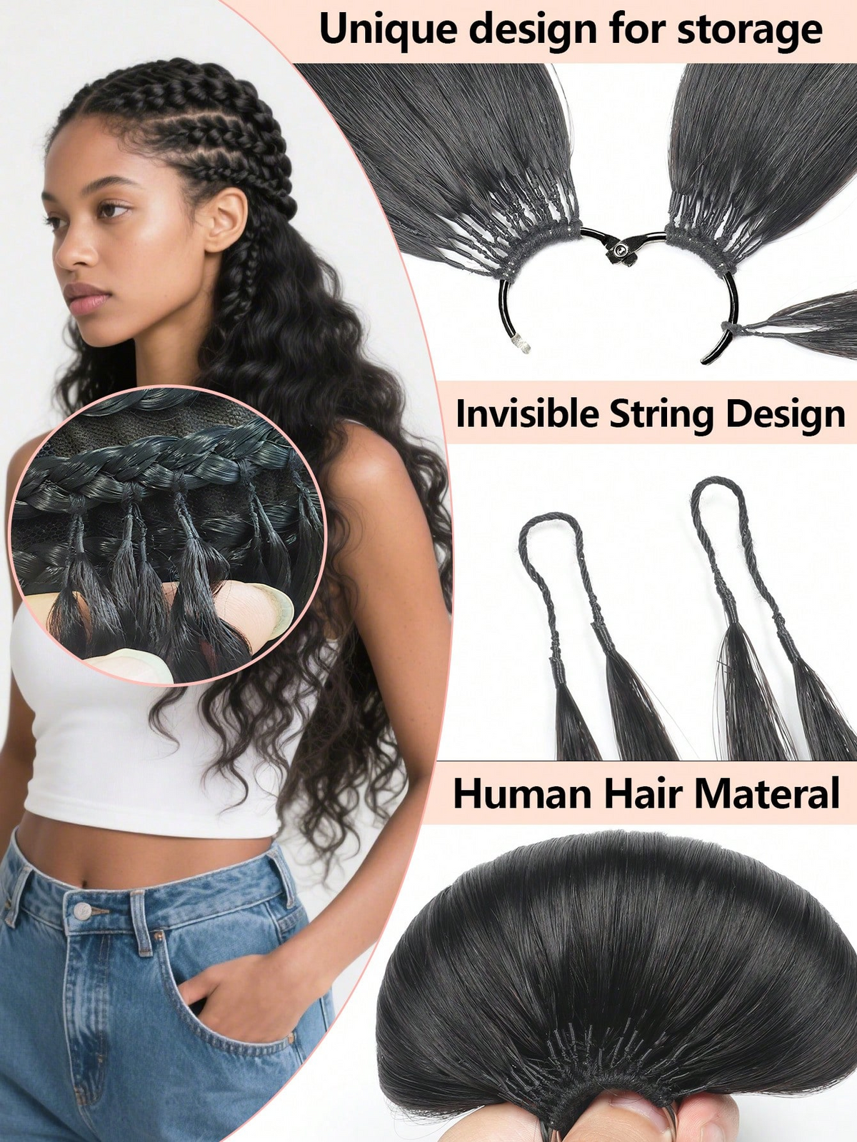 24“ Straight Feather Crochet Human Hair Extension