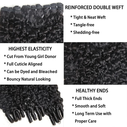 14-28 Inch Burmese Curly Bundles Virgin Brazilian Hair #1B Natural Black