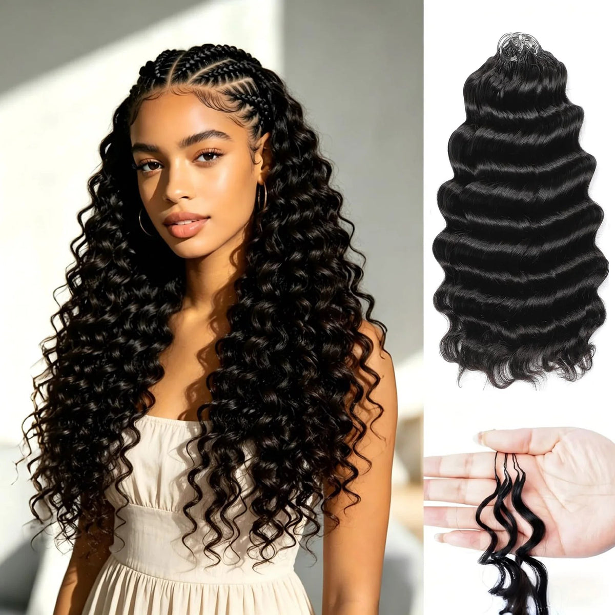 Deep Wave Feather Crochet Human Hair Extension
