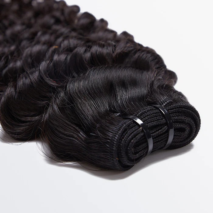 14-26 Inches Raw Vietnam Hair Bundles Deep Wavy #1B Natural Black