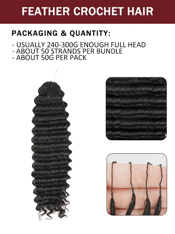 Deep Wave Feather Crochet Human Hair Extension