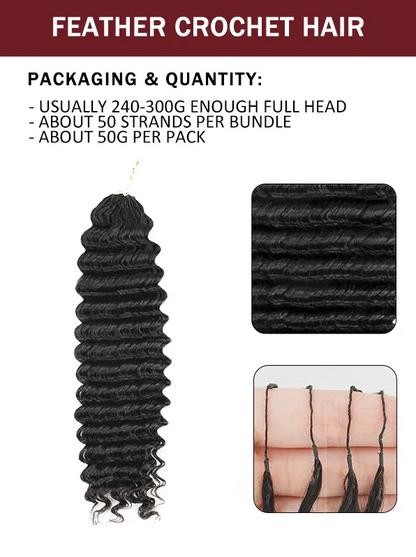 Deep Wave Feather Crochet Human Hair Extension