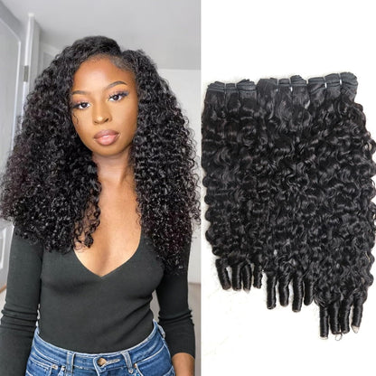 14-28 Inch Burmese Curly Bundles Virgin Brazilian Hair #1B Natural Black